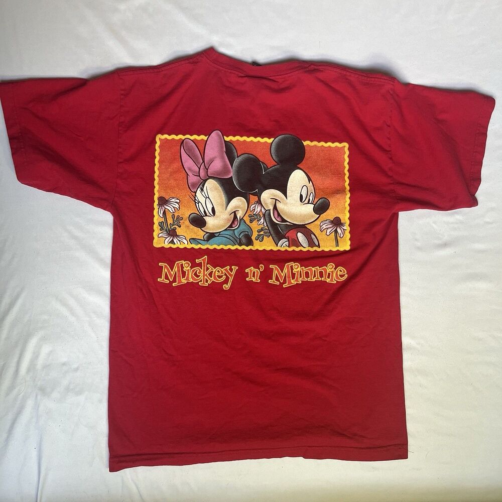 Vintage Y2k Disney Mickey Unlimited T Shirt L Mickey and Minnie Double sided
